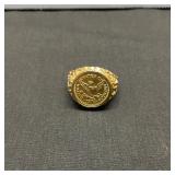 1873 Faux Coin Gold Plated Nugget Ring
