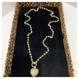 Faux Pearl Necklace w/ Ornate Silver Tone