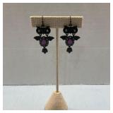 Black Metal Purple Acrylic Gothic Owl Pierced