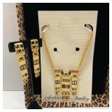 Gold Tone Necklace & Clip on Earrings