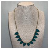 Unsigned Gold Tone Geometric Turquoise Color