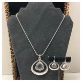 Silver Plated Crystal Teardrop Necklace & Dangle