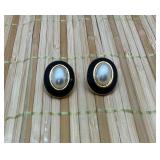 KJL signed Gold Tone Pierced Earrings