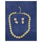 1960s Monet Filigreed Bead Necklace and Earrings