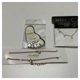 Lot of 3 Silver & Gold Tone Jewelry Toe Ring &