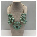Unique Choker Necklace Gold Tone Mint Green