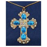 Betsey Johnson Mosaic Gold Cross pendant necklace
