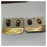 2 Pairs of Reversible Gold Tone Magnetic Earrings