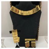 3 pc set Gold Tone Book Chain Necklace Bracelet &