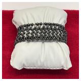Black Beaded Stretch Cuff Bracelet