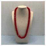 Art Deco Red Faceted Glass Beaded Necklace