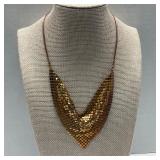 Gold Tone Mesh Bibr Scarf Style Necklace