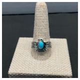 Eagle Ring Silver Plated Faux Turquoise