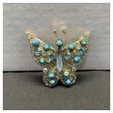 Prong Set Rhinestone Butterfly Brooch Pin