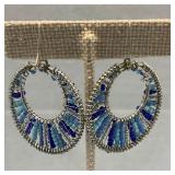 Handmade (?) Beaded Hoop Earrings