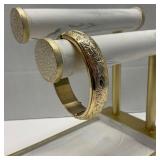 Gold Tone Hinged Bangle Bracelet
