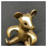 Unsigned Vintage Solid Brass Mouse Brooch