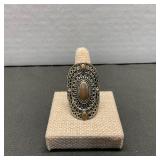 Silver Plate Tribal Shield Victorian Style Ring