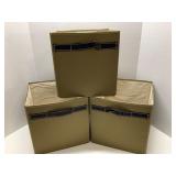 3  Tan/Brown Collapsible Storage Cubes