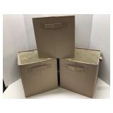 3 Beige Collapsible Storage Cubes