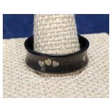 Black & Stainless steel wedding band size 11