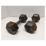 Pair of metal 12 lb dumbbells