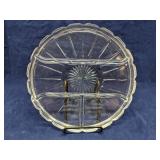 Pressed glass divided relish dish 10'