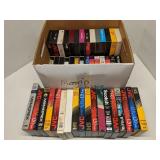 Box of used VHS recordable tapes