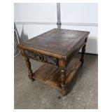 Solid wood 2 tier side table