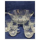 Pressed glass punch bowl set