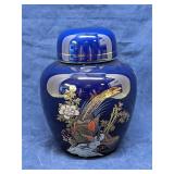 Japanese cobalt blue ginger jar, pheasant