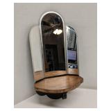 Small mirrored corner shelf 15' tall
