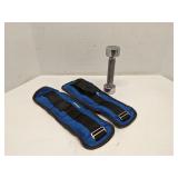 3 lb dumbbell and set of ankle weights