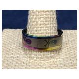 rainbow iridescent stainless steel ring size 8.5