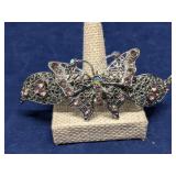 Filigree silver-tone butterfly hair barette