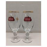 Pair of Stella Artois stemmed glasses