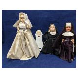 Lot of 3 VIntage Nun dolls & Nun spoon rest