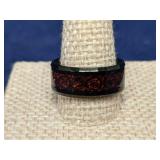 Black & Red Wedding Band size 7