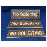 Lot of 3 vintage 'No Soliciting' signs