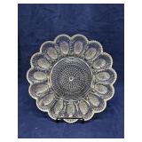 Pressed glass deviled egg tray 11'