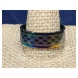 rainbow iridescent stainless steel ring size