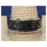 Silvertone & Black wedding band size 6.5