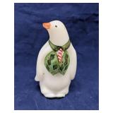 Fenton milk glass Christmas penguin, signed