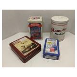 Group of vintage tins