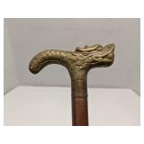 Cane with solid brass Chinese Dragon head handle