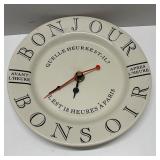 Bonjour/Bonsoir French Wall Clock