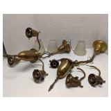 Pair of matching brass chandeliers