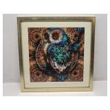 Framed diamond point bead Owl