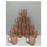 Set of 12 Arcoroc Rosaline pink glass coffee mugs