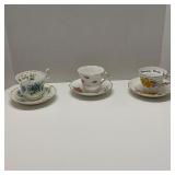 Lot of 3 Vintage Teacups & Saucers